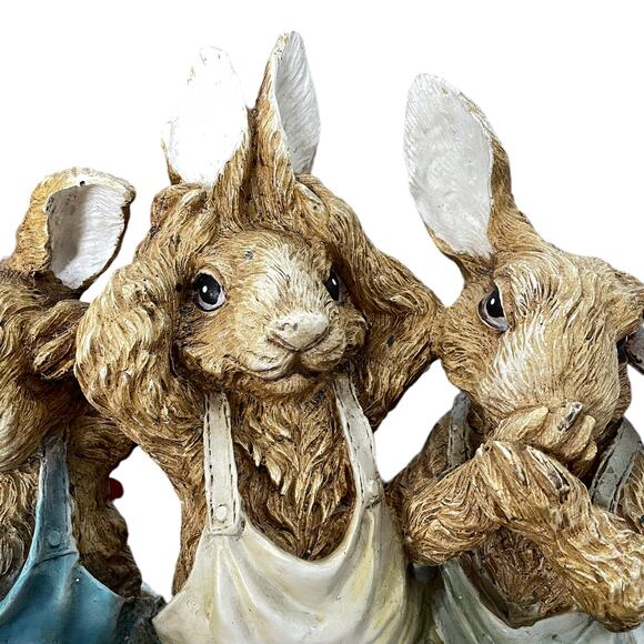 Chrisdon Three Bunnies See No Evil Hear No Evil Speak No Evil Rabbit Figure - Picture 7 of 16